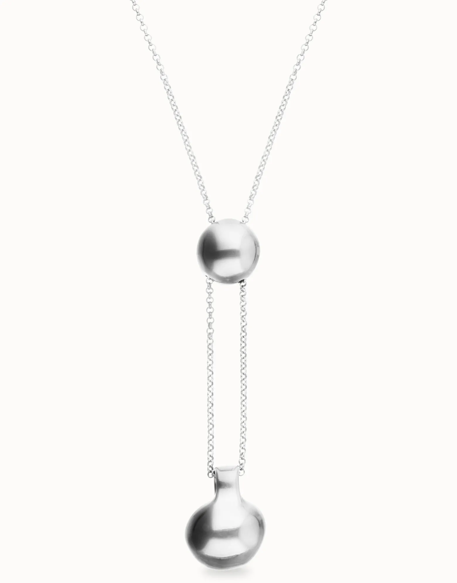 Collar de cadena bañada en plata de ley regulable con dos pesos