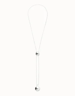 Collar de cadena bañada en plata de ley regulable con dos pesos