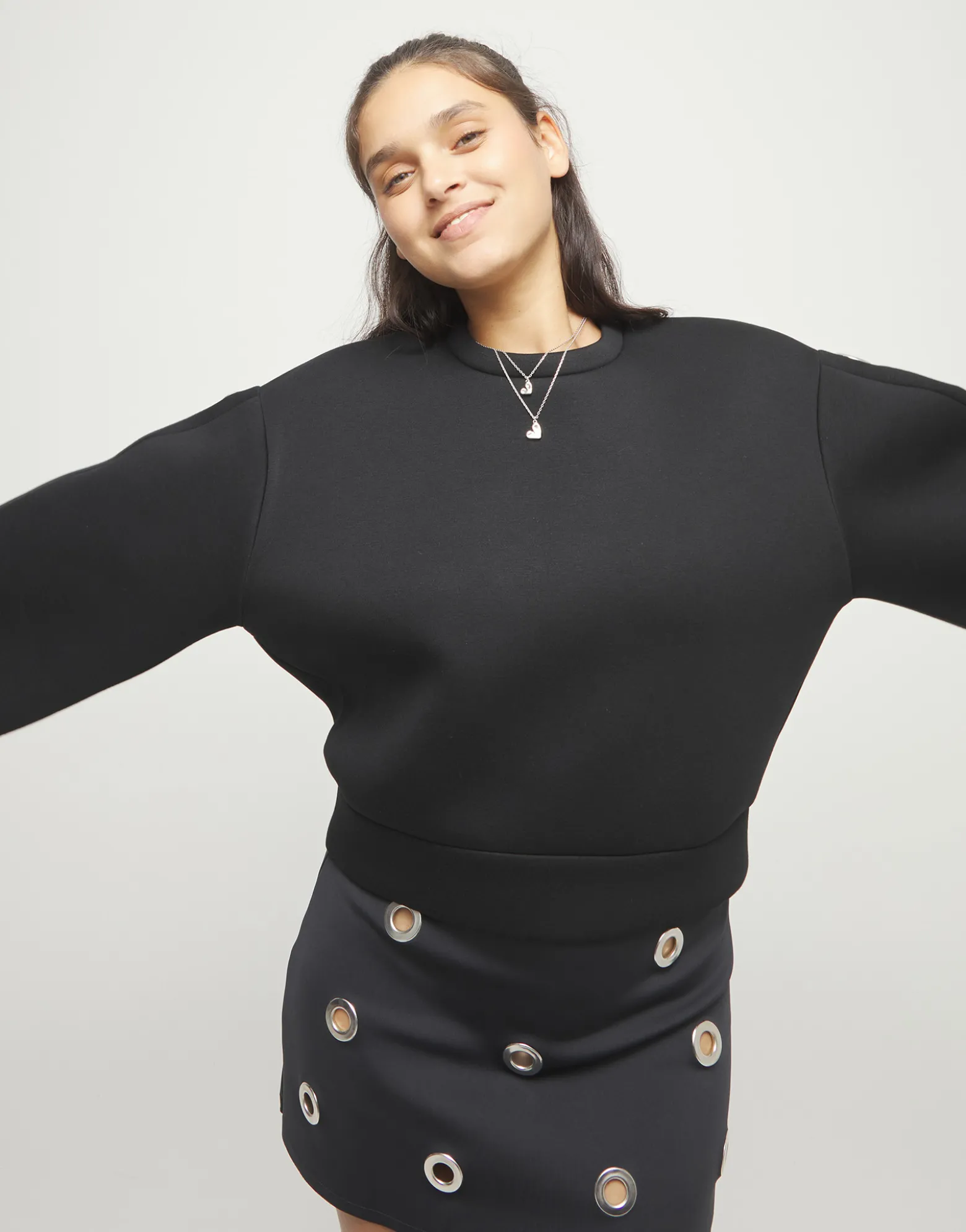 Collar doble bañado en plata de ley con dos corazones