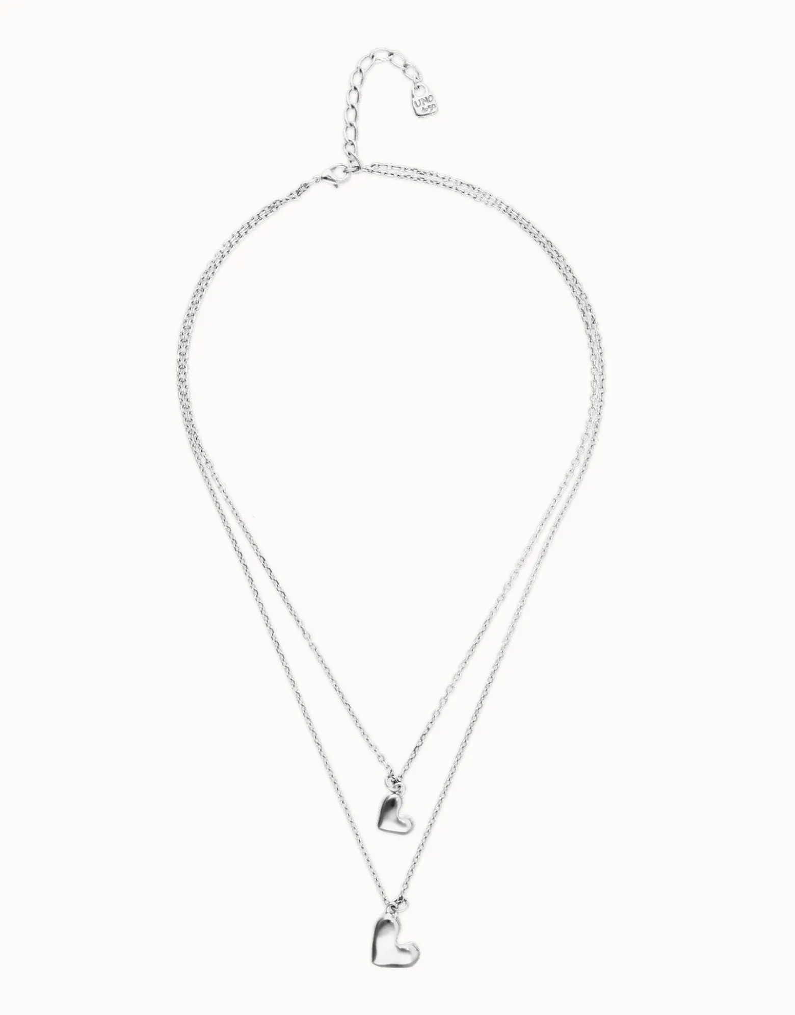Collar doble bañado en plata de ley con dos corazones