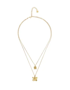 Collar doble con mariposas bañado en oro 18k