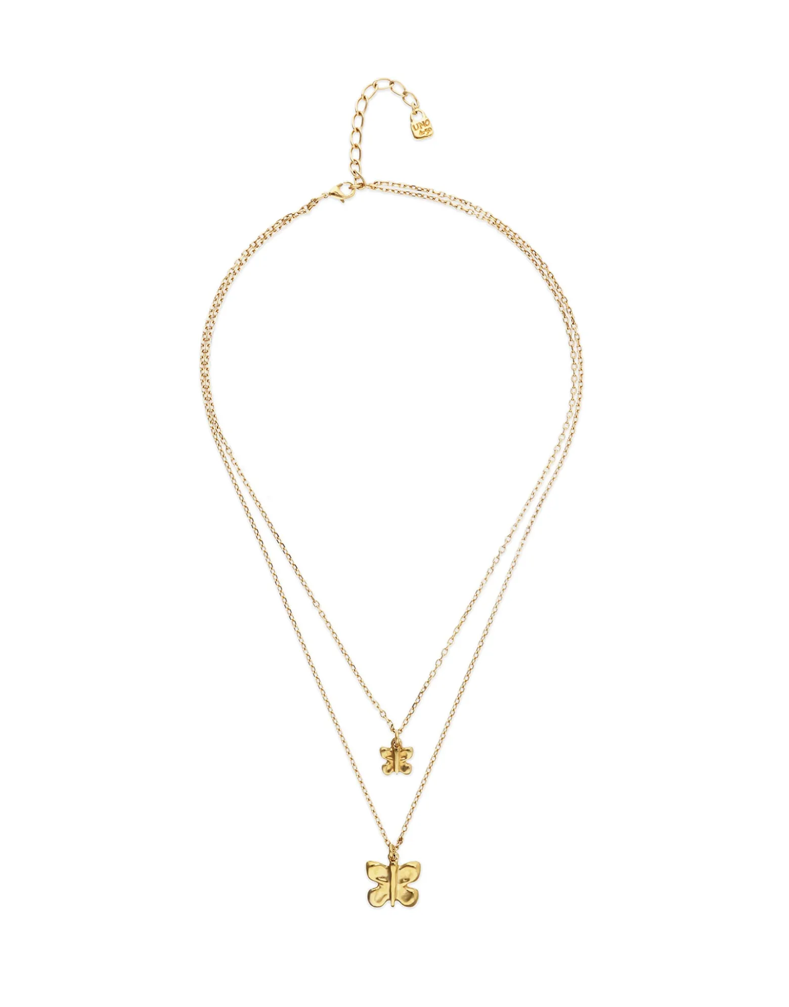 Collar doble con mariposas bañado en oro 18k
