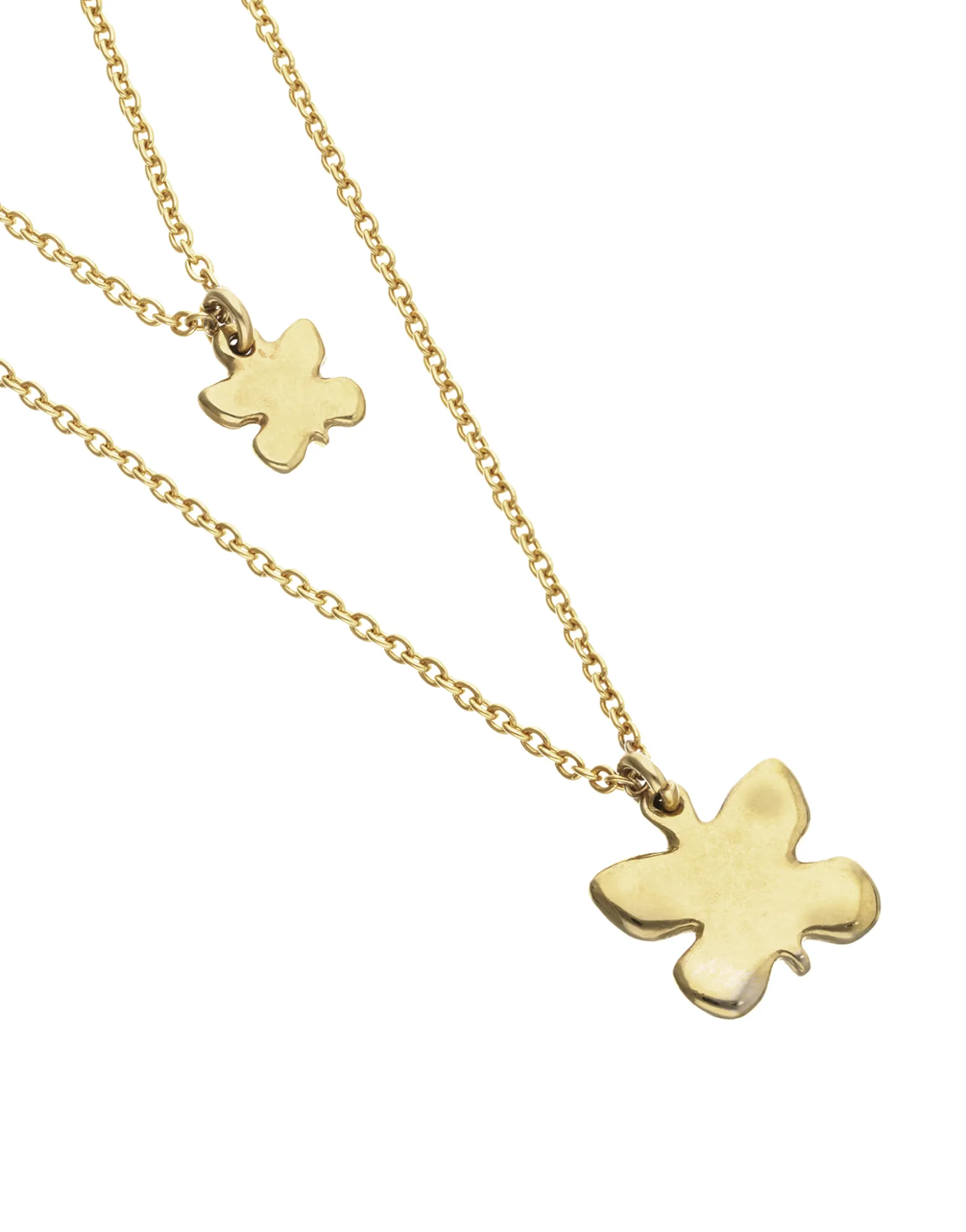 Collar doble con mariposas bañado en oro 18k