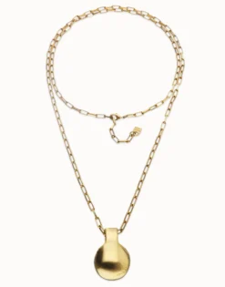 Collar largo bañado en oro de 18 k con esfera grande
