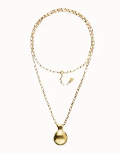 Collar largo bañado en oro de 18 k con esfera grande