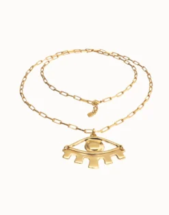 Collar largo bañado en oro 18k con ojo grande