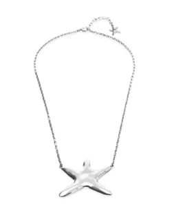 Collar largo bañado en plata con estrella de mar