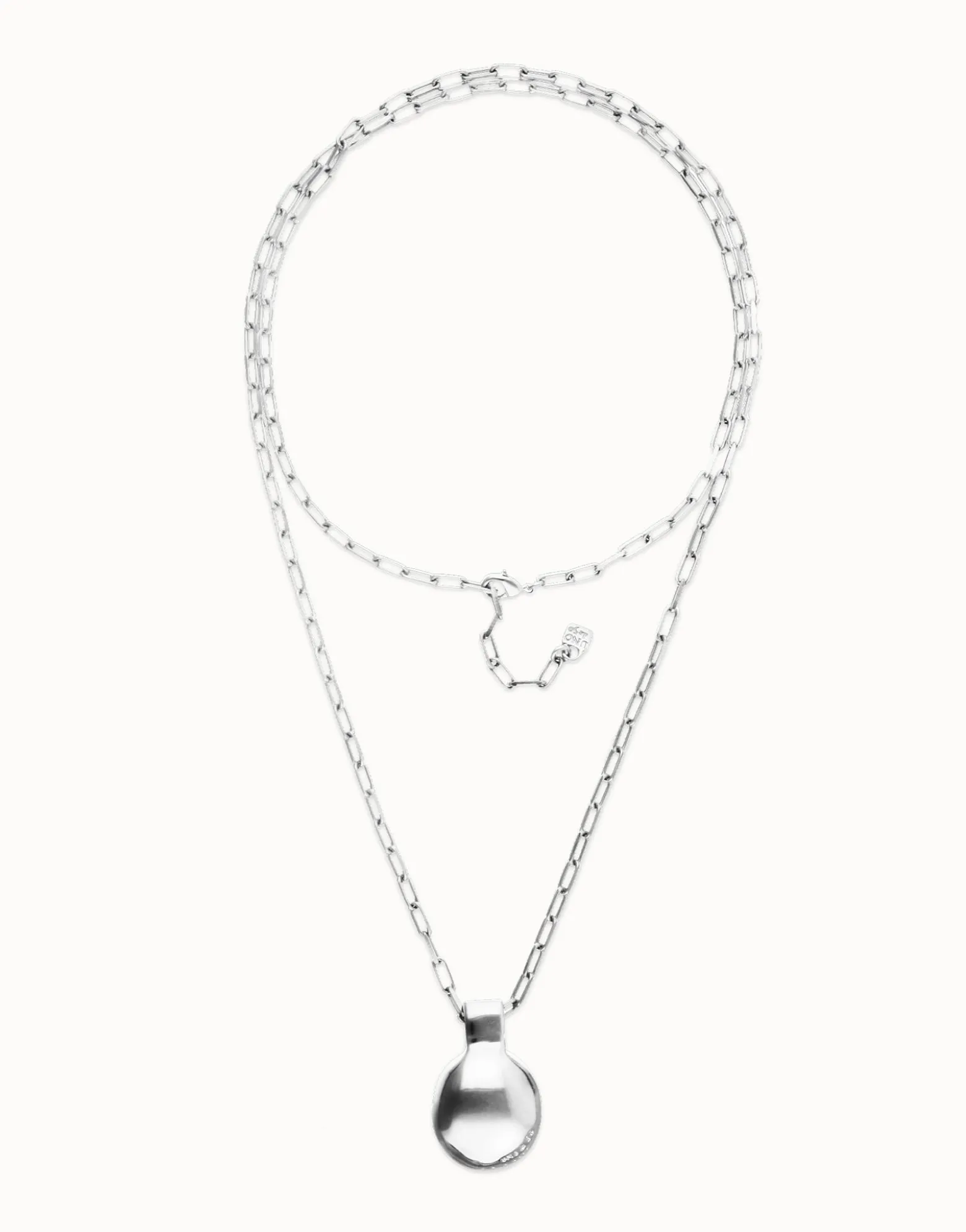 Collar largo bañado en plata de ley con esfera grande