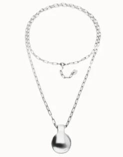 Collar largo bañado en plata de ley con esfera grande