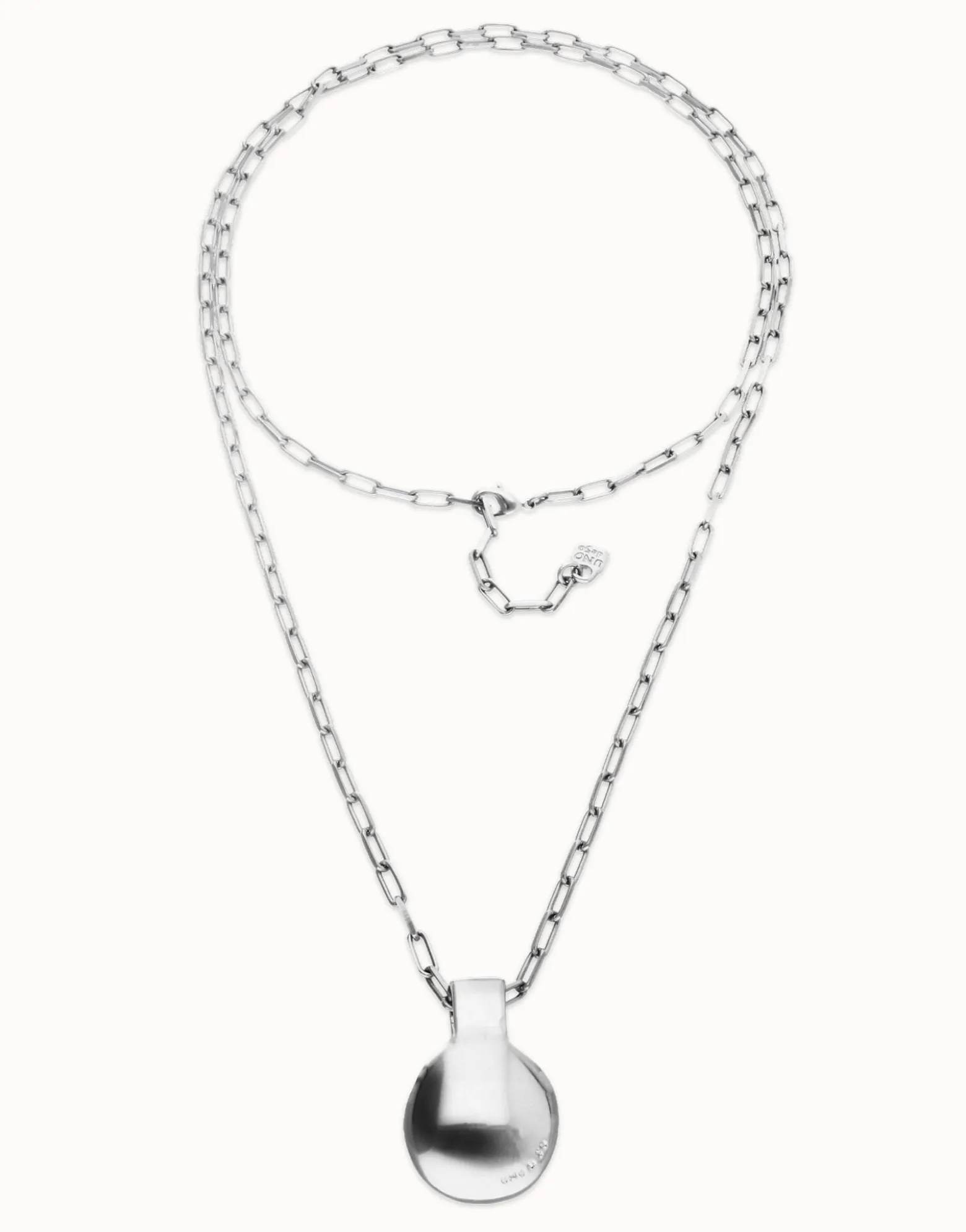 Collar largo bañado en plata de ley con esfera grande