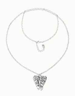 Collar largo en plata de ley y detalle de alas