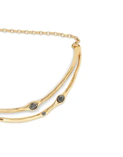 Collar rígido bañado en oro18K con cristales