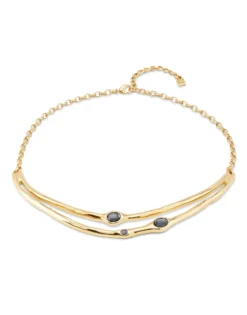 Collar rígido bañado en oro18K con cristales
