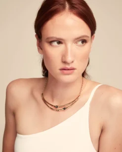 Collar rígido bañado en oro18K con cristales