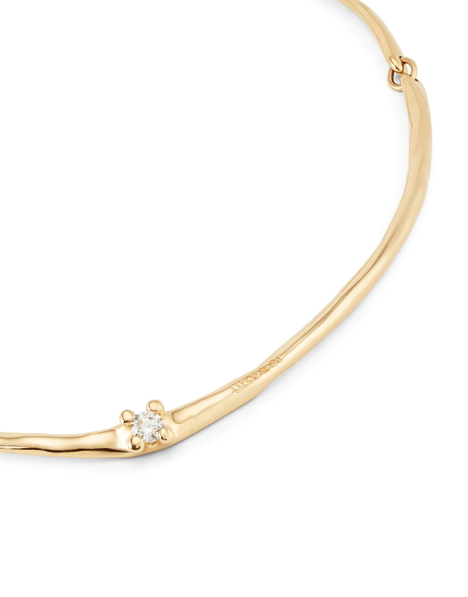 Collar rígido bañado en oro 18k y circonita blanca