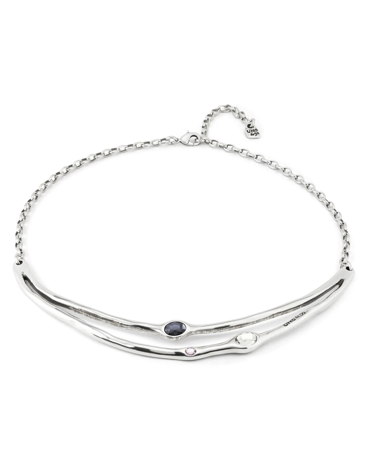 Collar rígido bañado en plata de ley con cristales