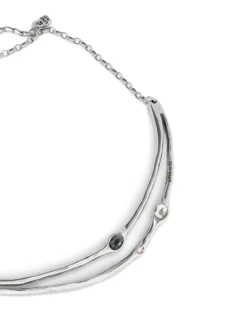 Collar rígido bañado en plata de ley con cristales