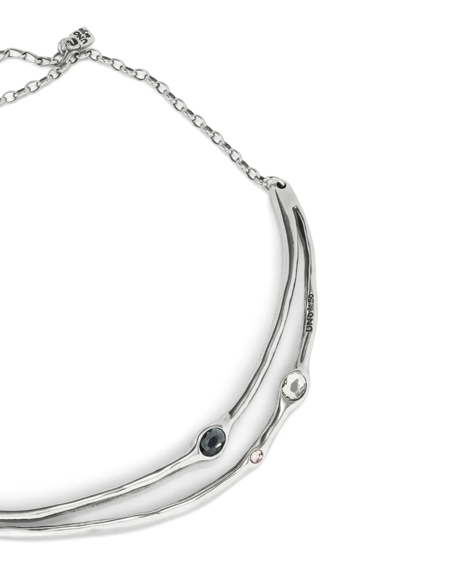 Collar rígido bañado en plata de ley con cristales