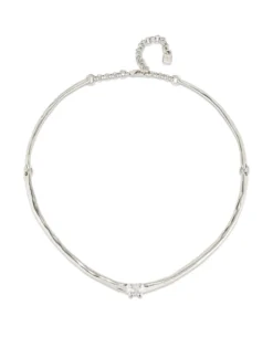 Collar rígido bañado en plata de ley y circonita blanca