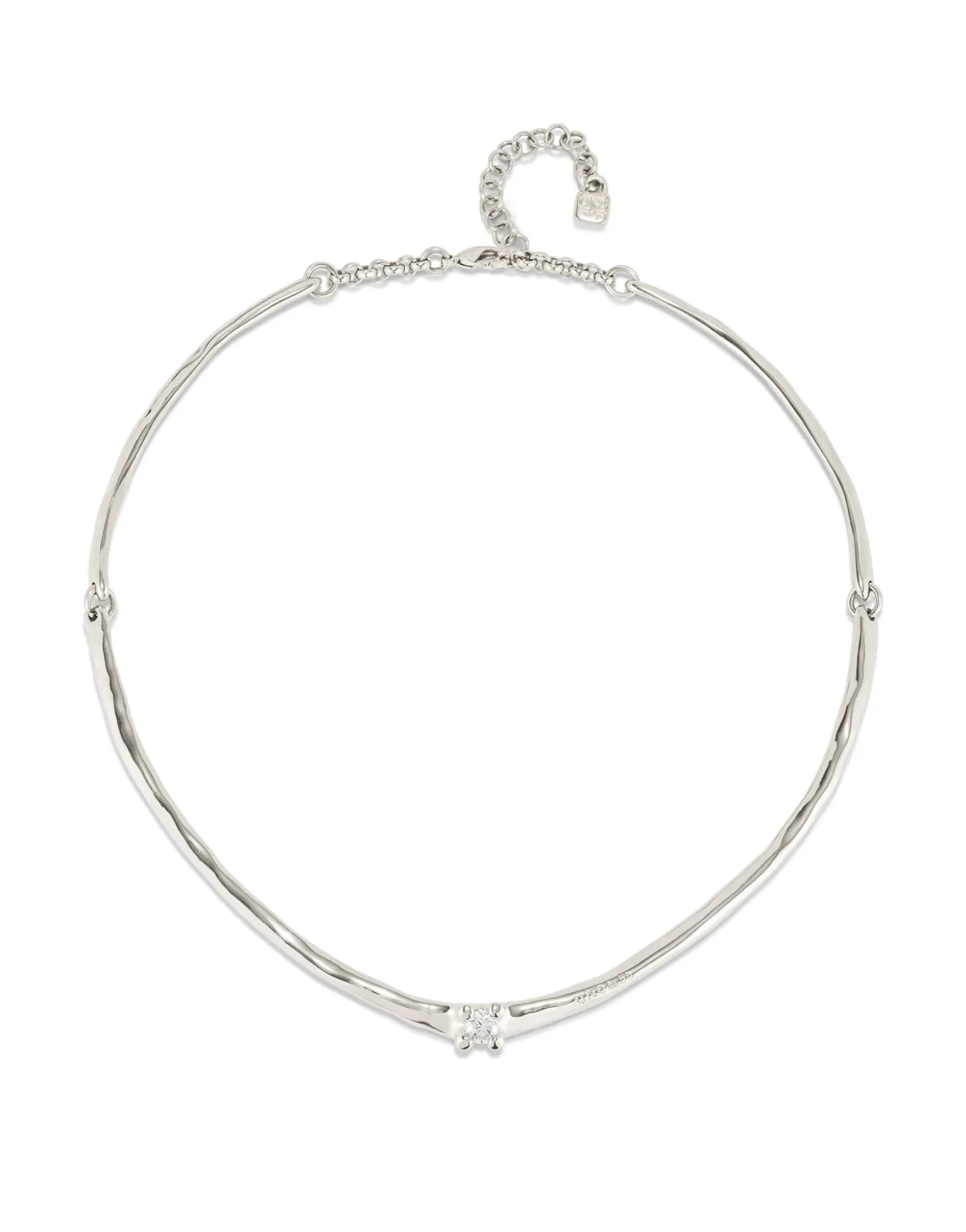 Collar rígido bañado en plata de ley y circonita blanca