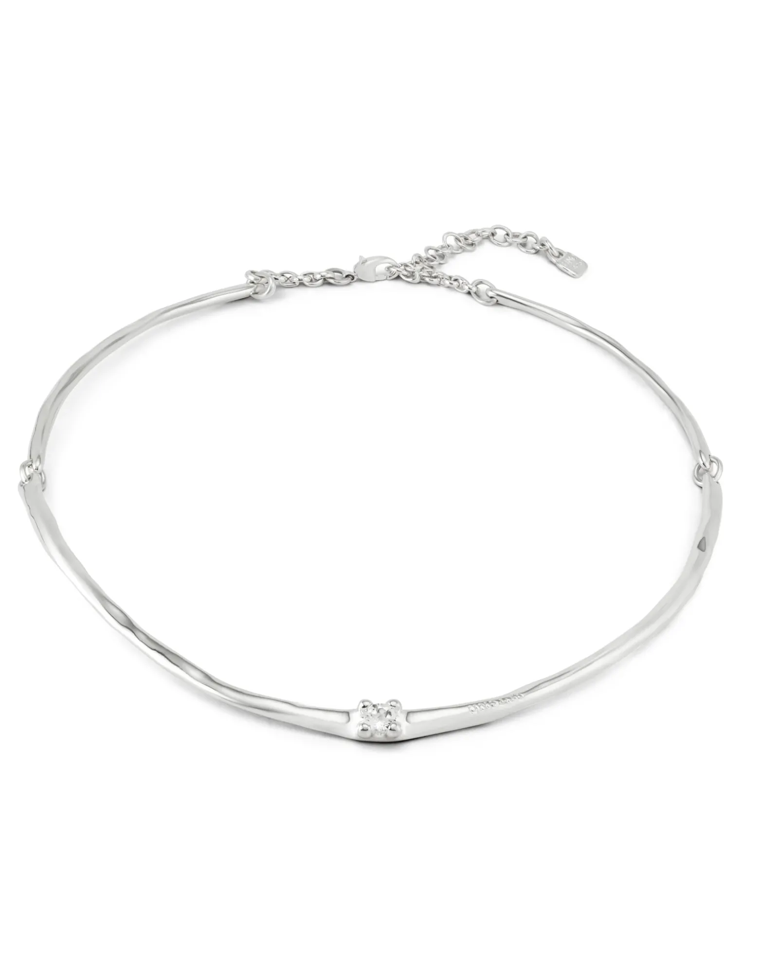 Collar rígido bañado en plata de ley y circonita blanca