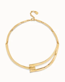 Collar rigido bañado en oro de 18k y formas geométricas