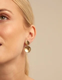 Pendientes articulados bañadoss en oro de 18k