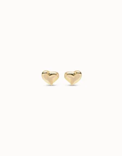 Pendientes bañados en oro de 18k con forma de corazón mediano
