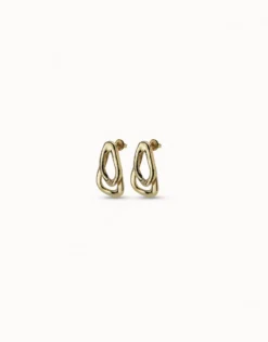Pendientes bañados en oro de 18k con 2 eslabones superpuestos
