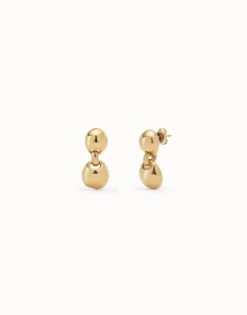 Pendientes bañados en oro 18k con bola con 2 bolas