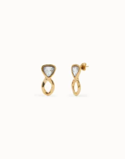 Pendientes bañados en oro 18k con cristales triangulares multicolor
