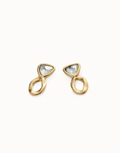 Pendientes bañados en oro 18k con cristales triangulares multicolor