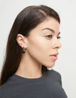 Pendientes bañados en oro 18k con dos bolas y cristal de murano