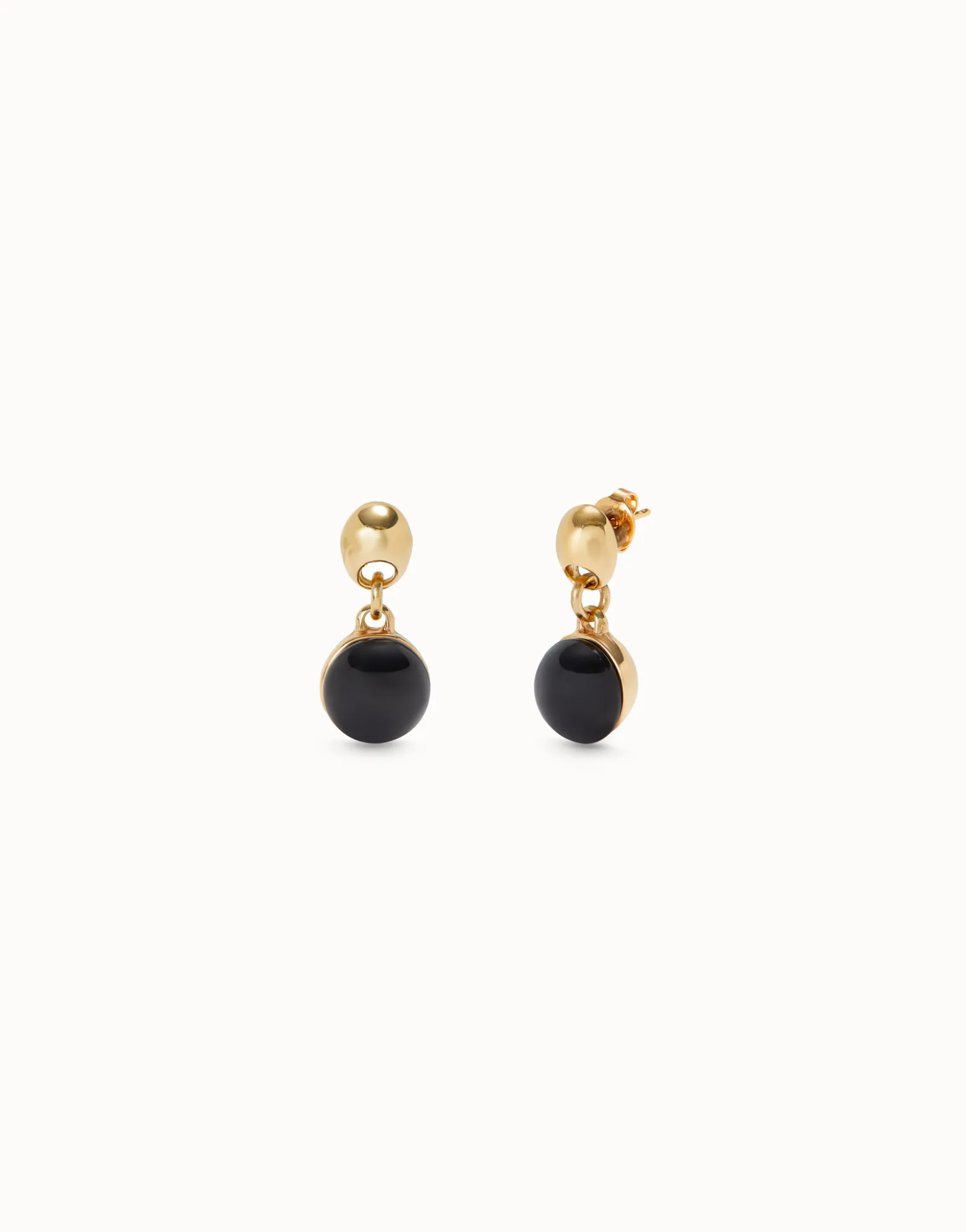 Pendientes bañados en oro 18k con dos bolas y cristal de murano