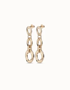 Pendientes bañados en oro 18K con 3 eslabones