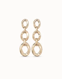 Pendientes bañados en oro 18K con 3 eslabones