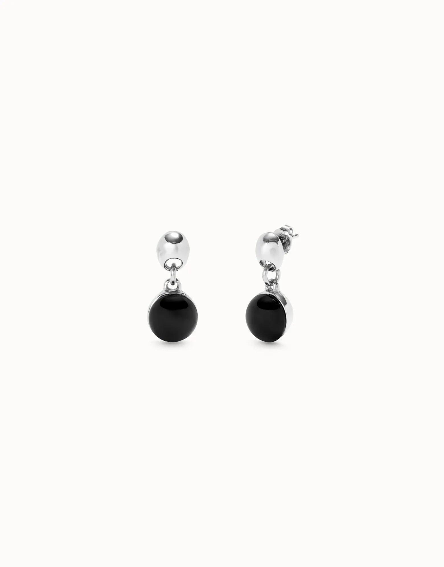 Pendientes bañados en plata de ley con dos bolas y cristal de murano