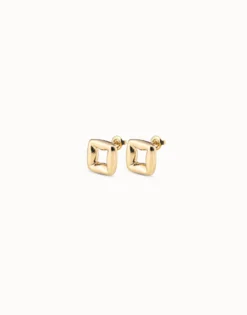 Pendientes bañados en plata de ley con forma de eslabón pequeño