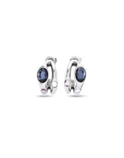 Pendientes bañados en plata de ley con cristal multicolor