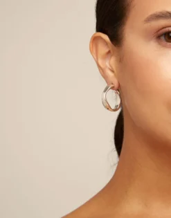 Pendientes de aro anchos bañados en plata de ley