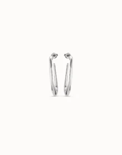 Pendientes de aro oval bañados en plata de ley