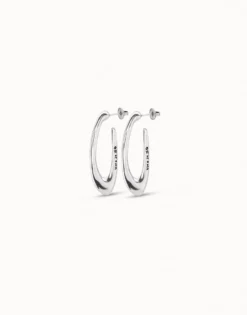 Pendientes de aro oval bañados en plata de ley