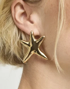 Pendientes grandes bañados en oro estrella de mar