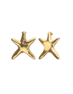 Pendientes grandes bañados en oro estrella de mar