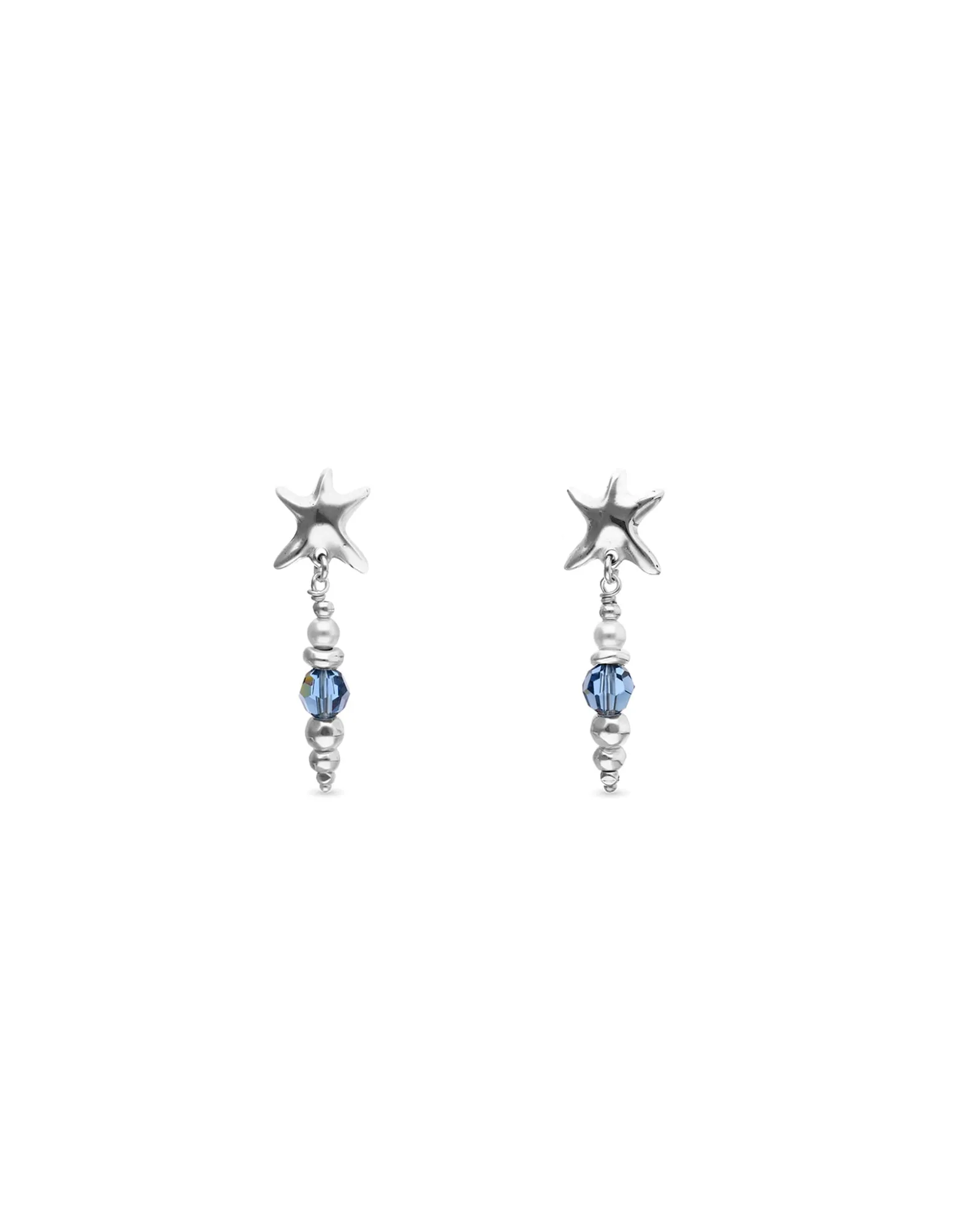 Pendientes largos con cristales y estrella de mar