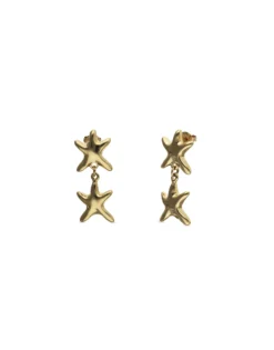 Pendientes largos con dos estrellas de mar