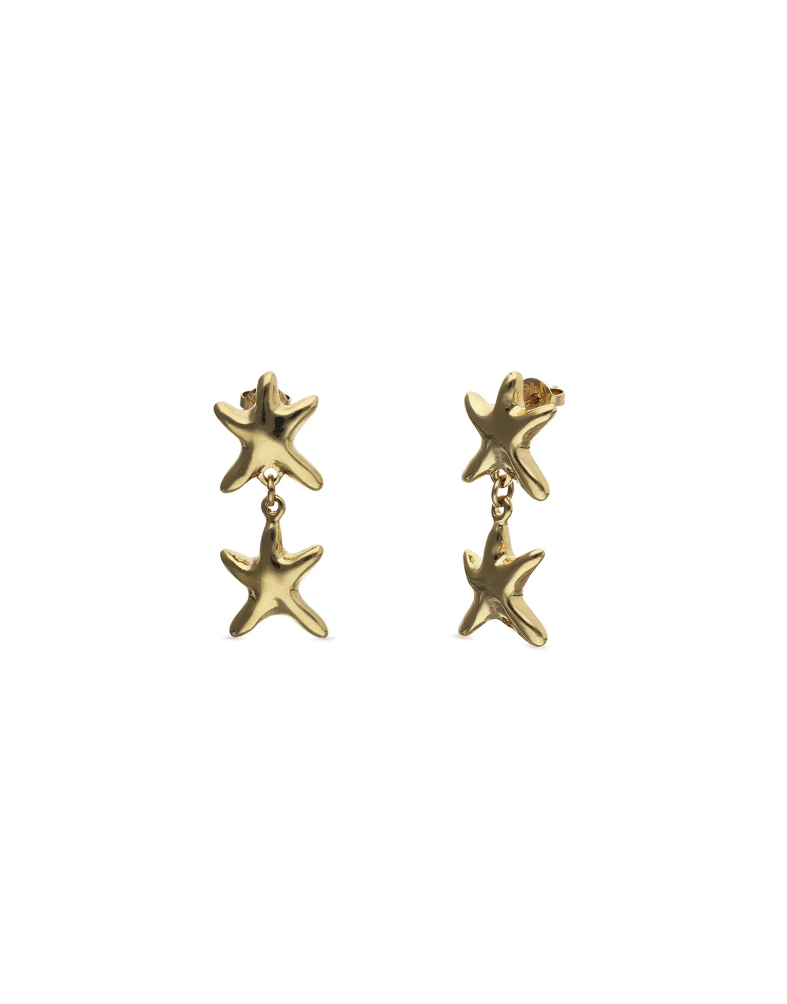 Pendientes largos con dos estrellas de mar