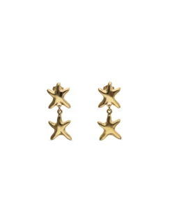 Pendientes largos con dos estrellas de mar