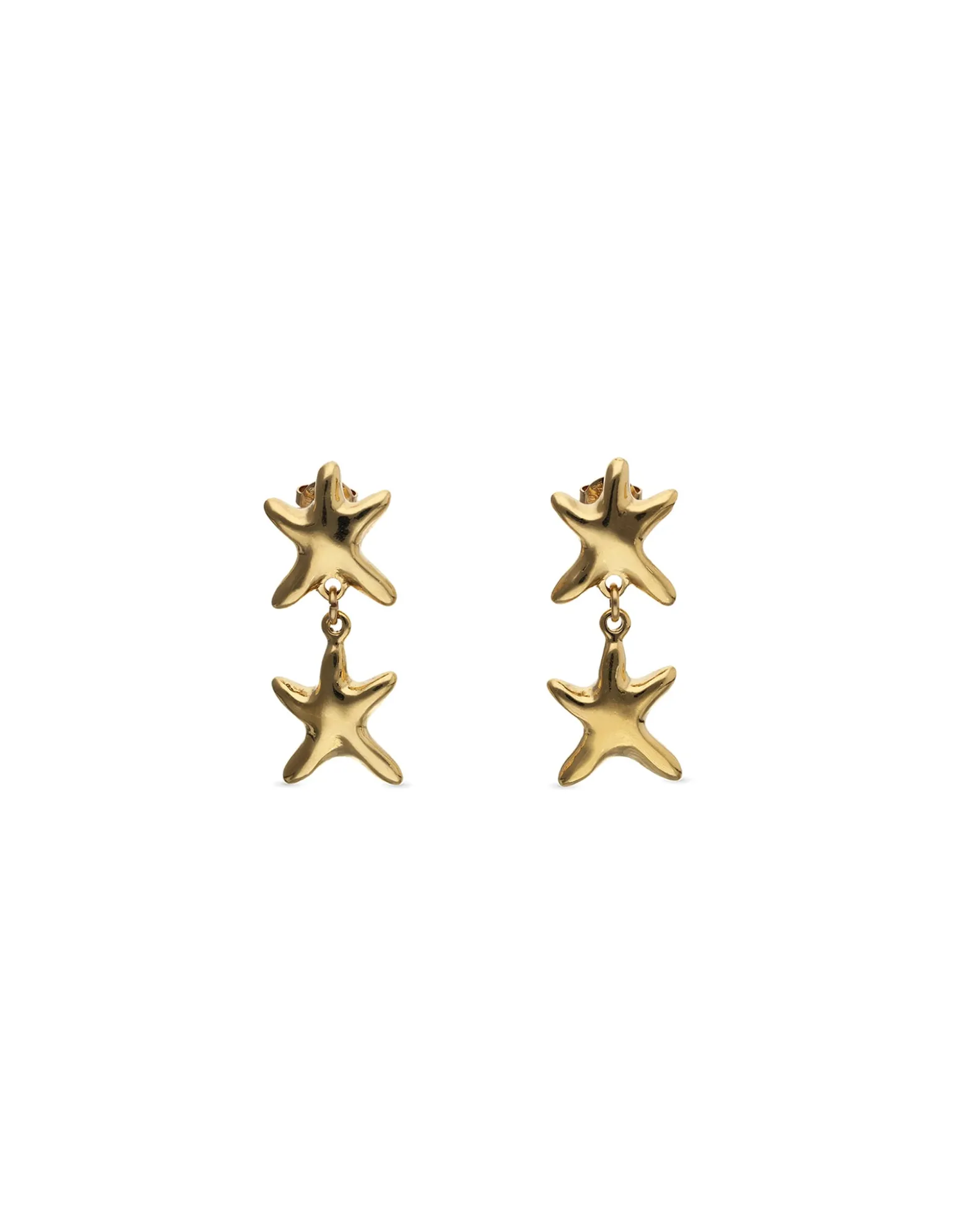 Pendientes largos con dos estrellas de mar