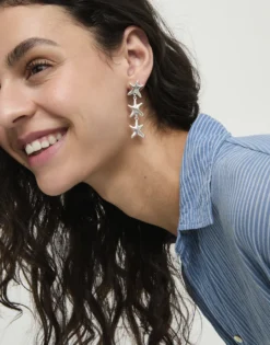 Pendientes largos con tres estrellas de mar